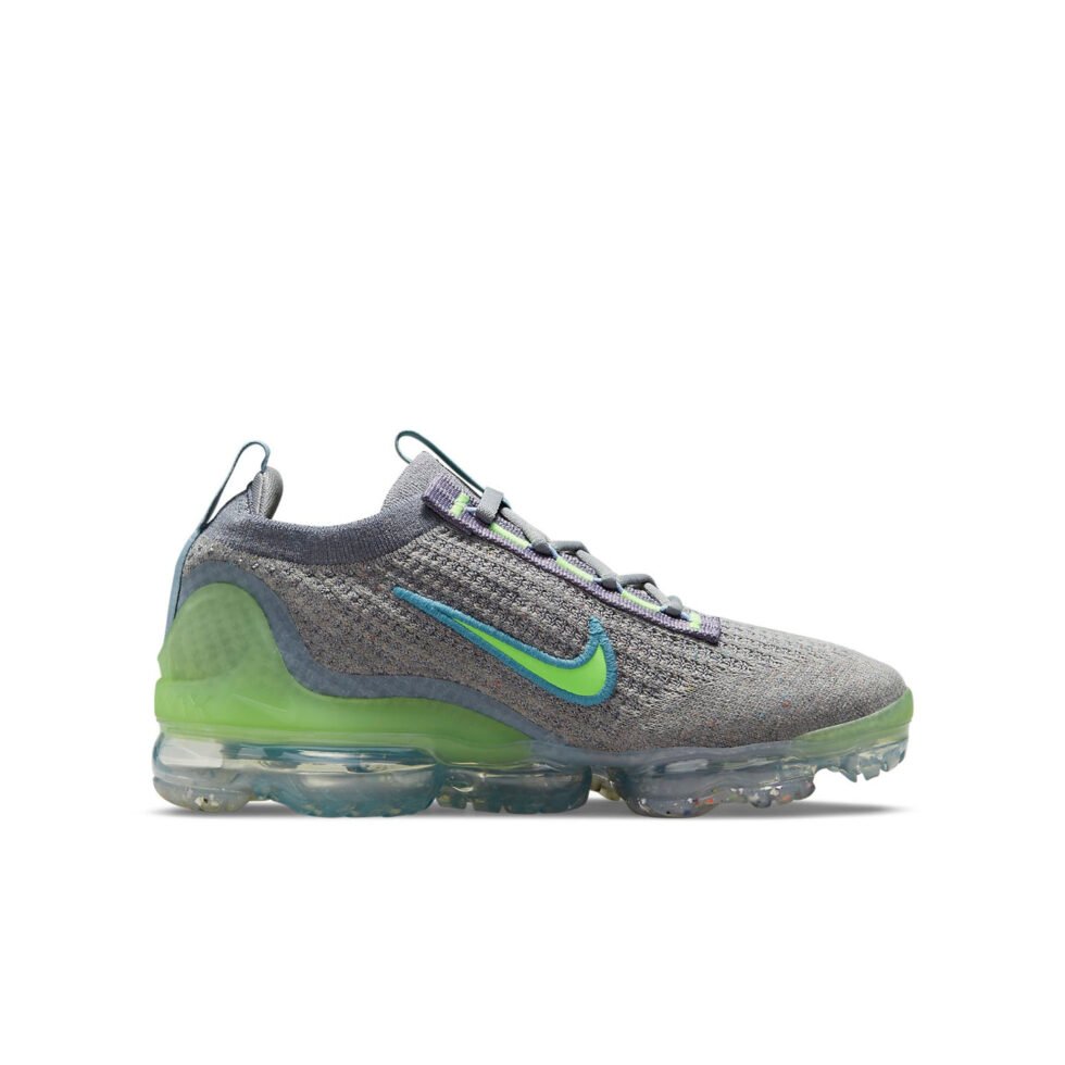 (GS) Nike Air VaporMax 2021 Flyknit 'Grey Light Liquid Lime' DB1550-003 - Image 2