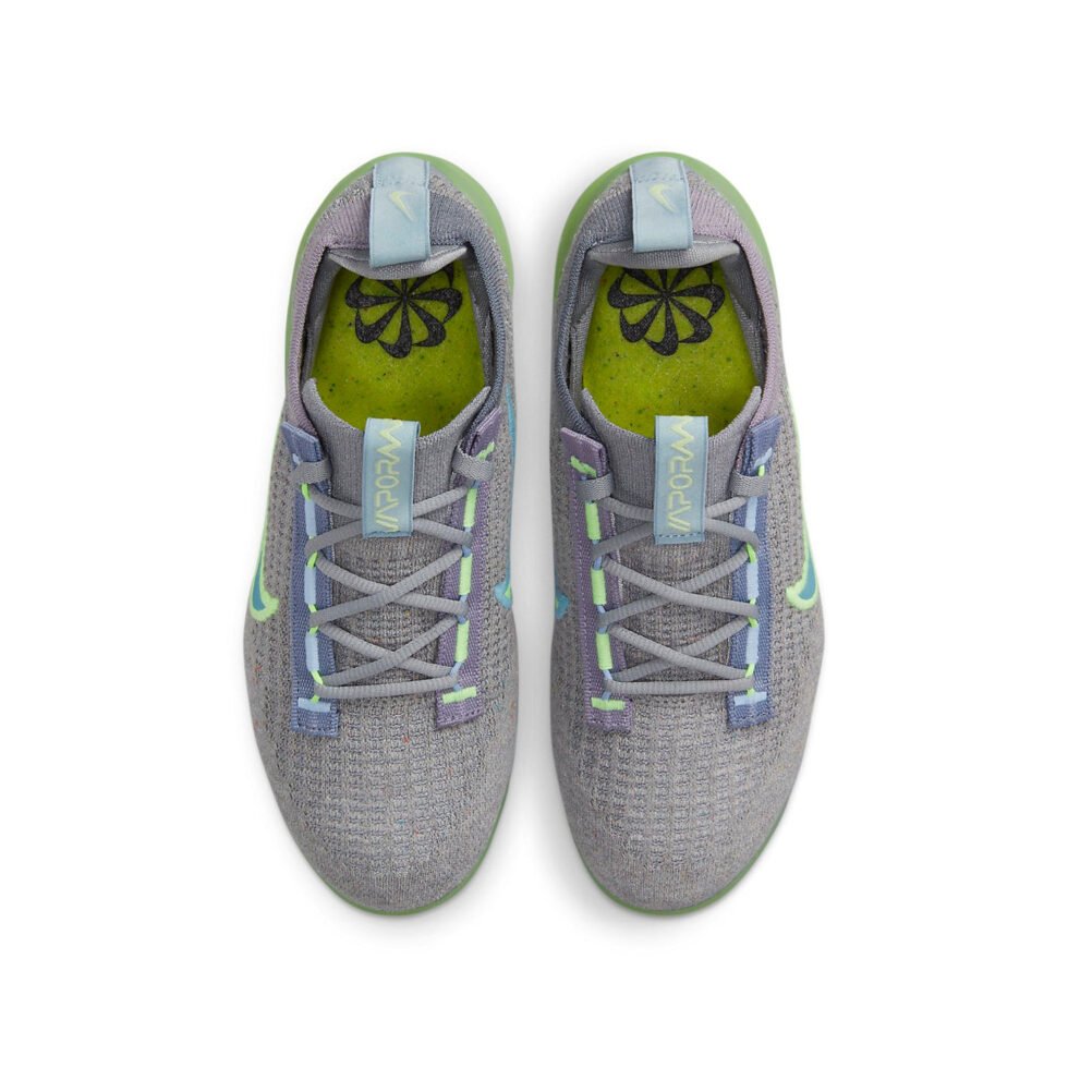 (GS) Nike Air VaporMax 2021 Flyknit 'Grey Light Liquid Lime' DB1550-003 - Image 4