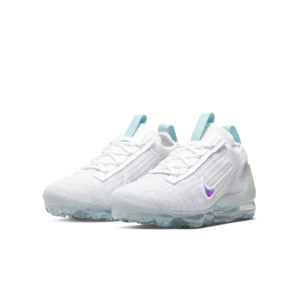 (GS) Nike Air VaporMax 2021 Flyknit 'Mismatched Swoosh - White Aura' DB1550-102 - Image 3