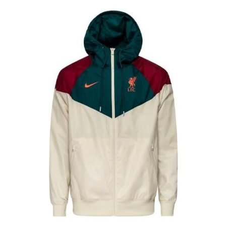 Nike Liverpool Pattern Colorblock Printing Loose Soccer/Football Zipper Hooded Jacket Beige Creamy DB2956-238