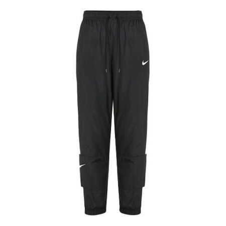(WMNS) Nike Nsw Stmnt Wvns Pant Running Training Colorblock Knit Sports Pants/Trousers/Joggers Autumn Black DC0041-010