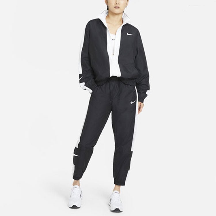 (WMNS) Nike Nsw Stmnt Wvns Pant Running Training Colorblock Knit Sports Pants/Trousers/Joggers Autumn Black DC0041-010 - Image 4