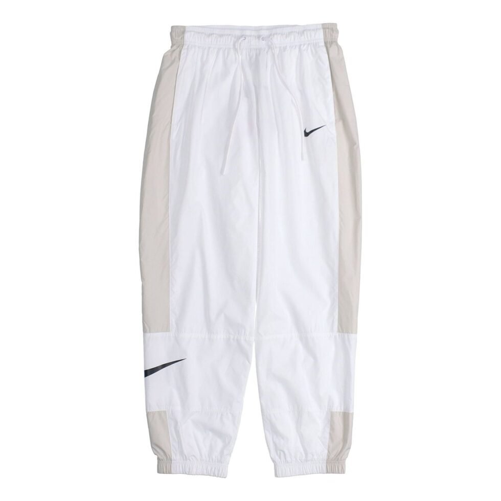 (WMNS) Nike Nsw Stmnt Wvns Pant Running Training Colorblock Knit Sports Pants/Trousers/Joggers Autumn White DC0041-100