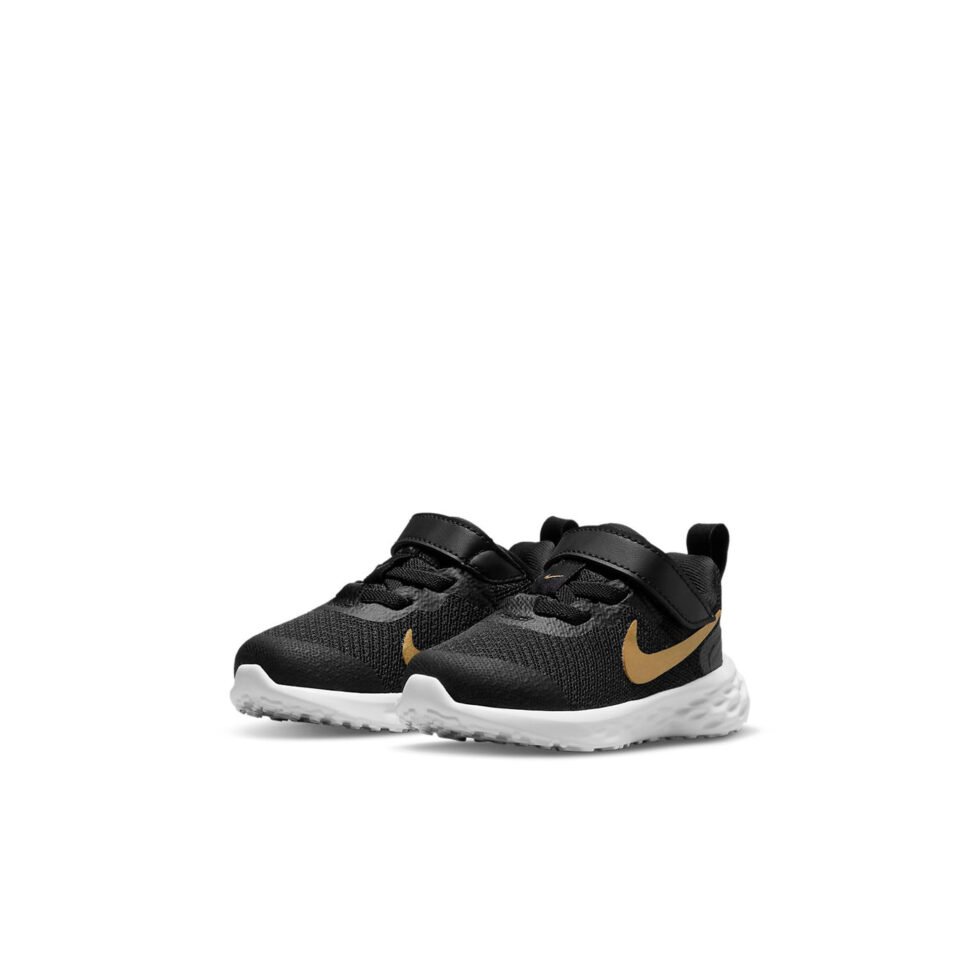 (TD) Nike Revolution 6 Low-Top Running Shoes Black/Gold DD1094-002 - Image 3