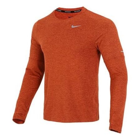 Men's Nike Reflective Logo Training Sports Running Long Sleeves Orange Red T-Shirt DD4755-670