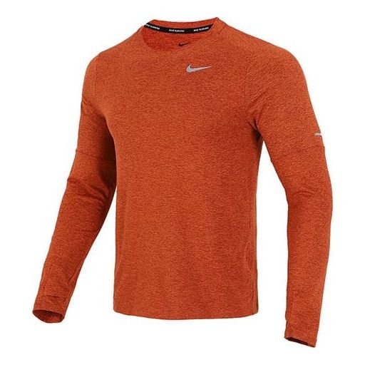Men's Nike Reflective Logo Training Sports Running Long Sleeves Orange Red T-Shirt DD4755-670