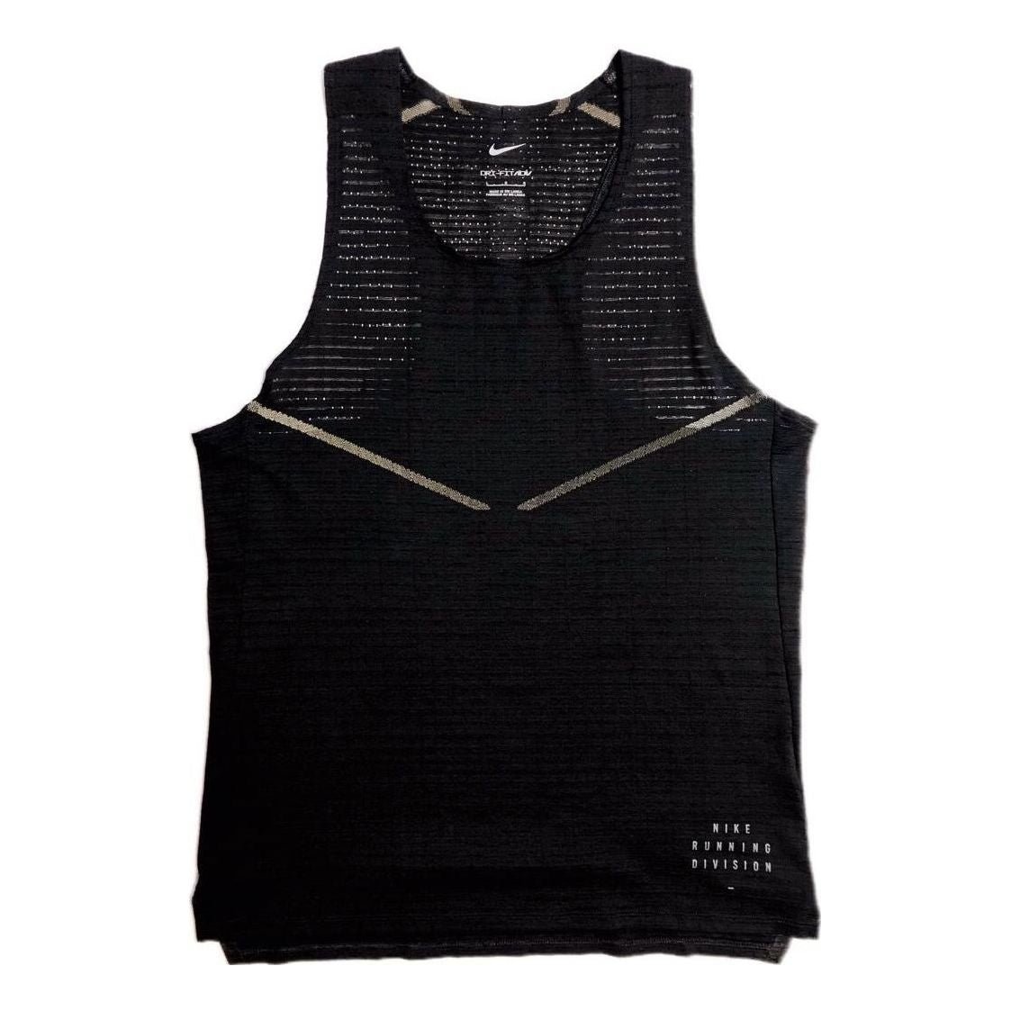 Men's Nike Solid Color Pullover Running Sports Black Vest DD4844-010