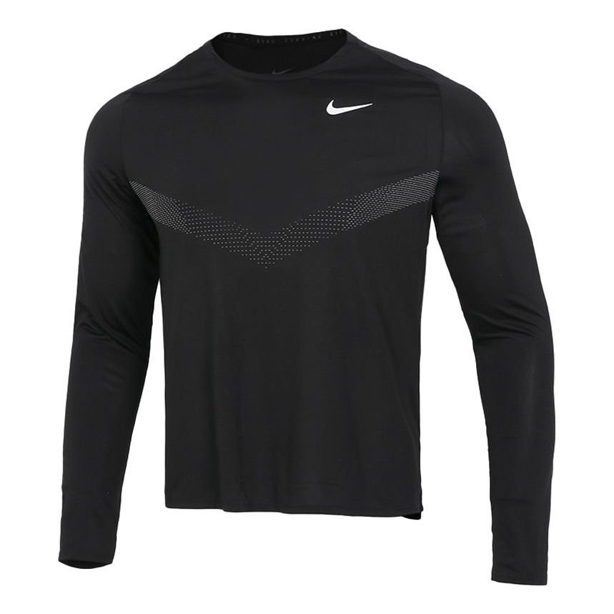 Men's Nike Sports Fitness Training Running Casual Long Sleeves Black T-Shirt DD6022-010