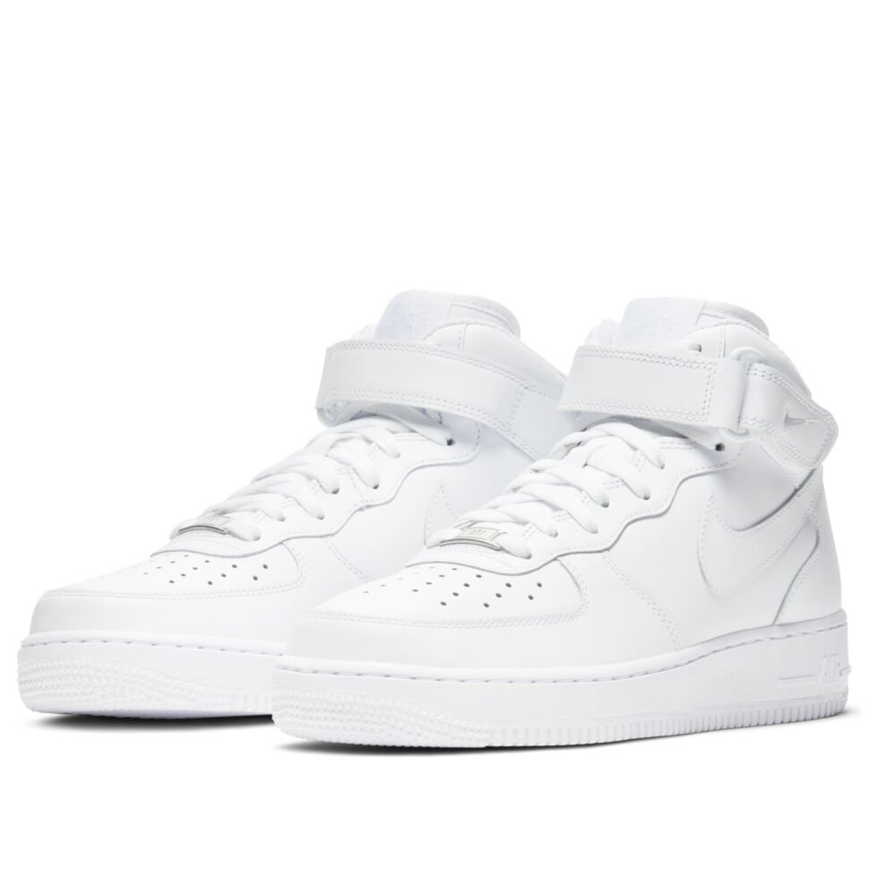 (WMNS) Nike Air Force 1 '07 Mid 'Triple White' DD9625-100 - Image 4