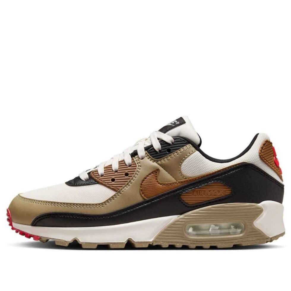 (WMNS) Nike Air Max 90 'Phantom Black Fire Red Light British Tan' DH8010-005