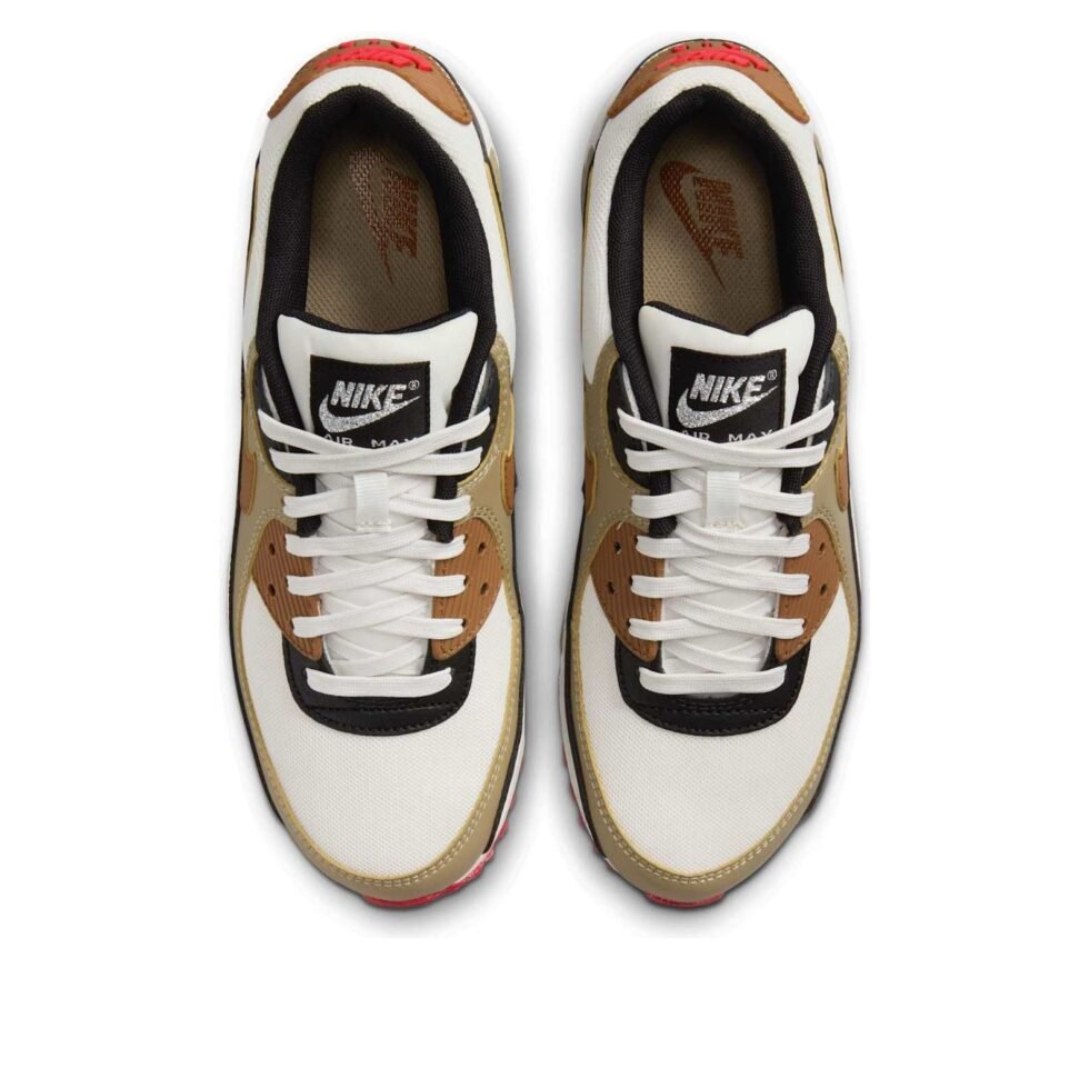 (WMNS) Nike Air Max 90 'Phantom Black Fire Red Light British Tan' DH8010-005 - Image 4