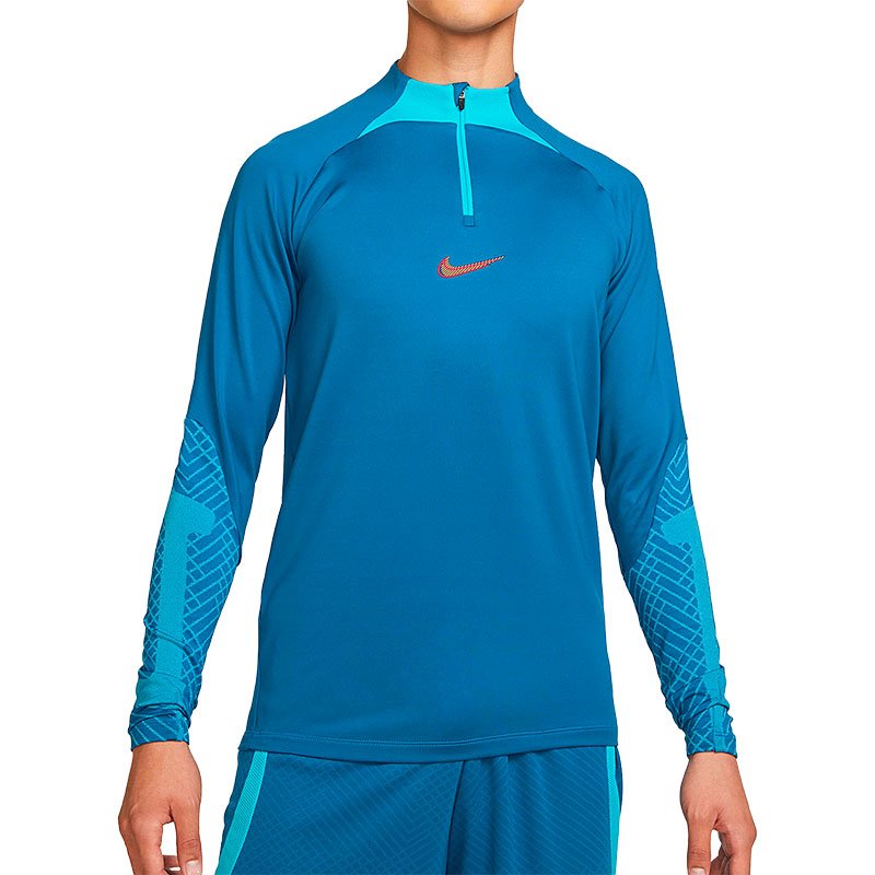 Men's Nike Soccer/Football Half Zipper Stand Collar Long Sleeves Pullover Blue T-Shirt DH8733-407 - Image 2