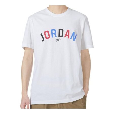 Men's Nike Multi-Color Alphabet Loose Breathable Running Training Short Sleeve White T-Shirt DH8979-100