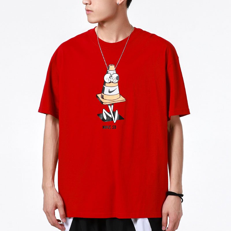 Nike SB Skateboard Funny Printing Sports Round Neck Short Sleeve Red DJ1225-687 - Image 3