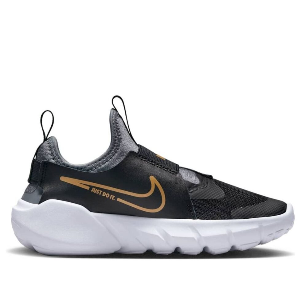 (PS) Nike Flex Runner 2 'Black Metallic Gold' DJ6040-007 - Image 2