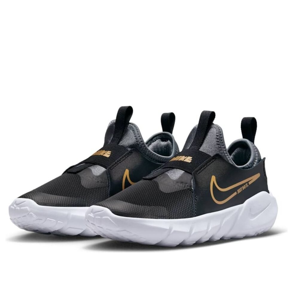 (PS) Nike Flex Runner 2 'Black Metallic Gold' DJ6040-007 - Image 3
