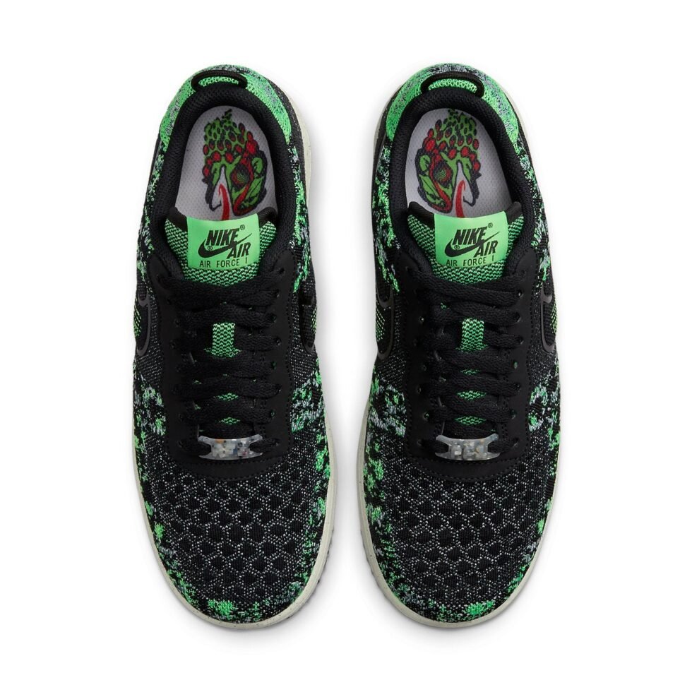 Nike Air Force 1 Crater Flyknit Next Nature 'Black Volt' DM0590-002 - Image 4