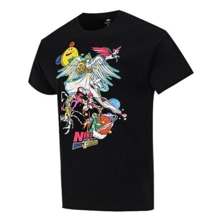 Men's Nike Sports Running Casual Printing Round Neck Short Sleeve Black T-Shirt DM7917-010