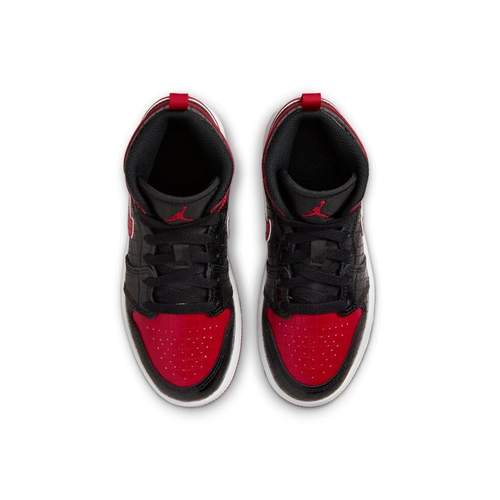 (PS) Air Jordan 1 Mid SS 'Black + Red = Bred' DM9651-001 - Image 4