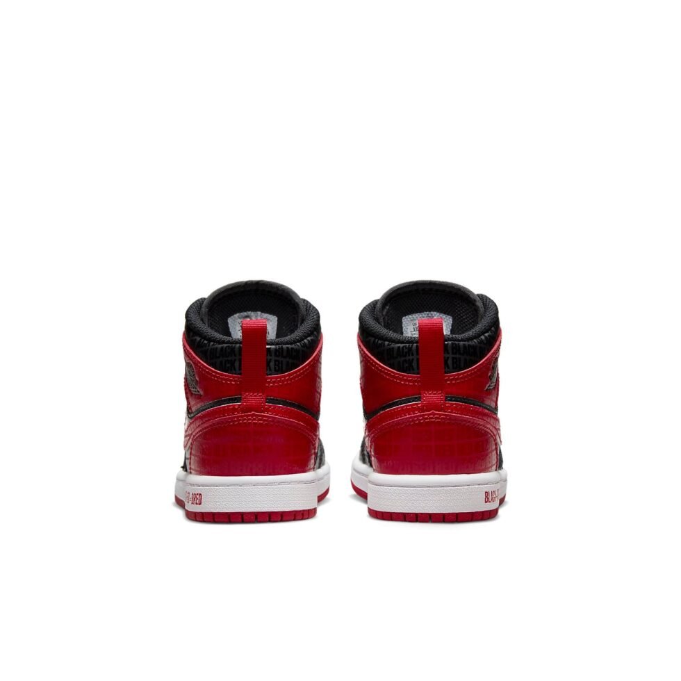 (PS) Air Jordan 1 Mid SS 'Black + Red = Bred' DM9651-001 - Image 5