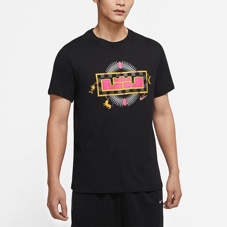 Nike LeBron Pattern Printing Round Neck Short Sleeve Black DN2902-010 - Image 4
