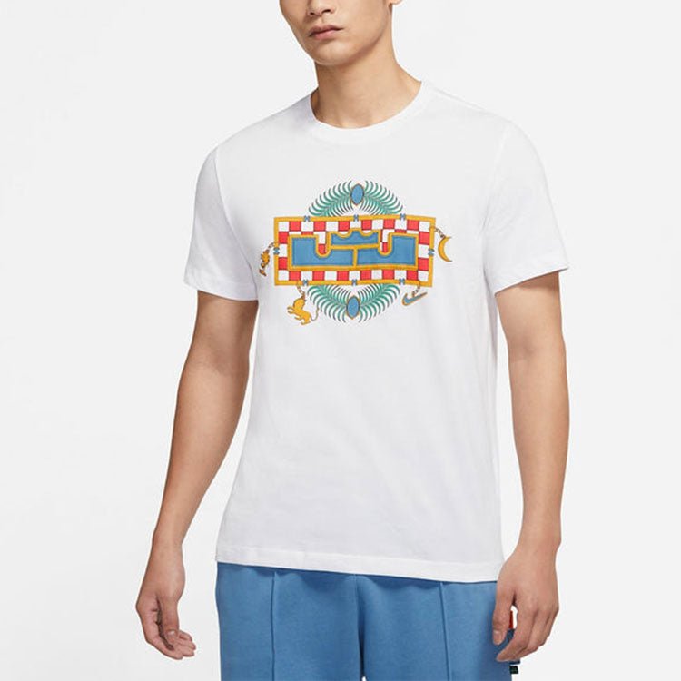 Nike LeBron Pattern Printing Round Neck Short Sleeve White DN2902-100 - Image 3