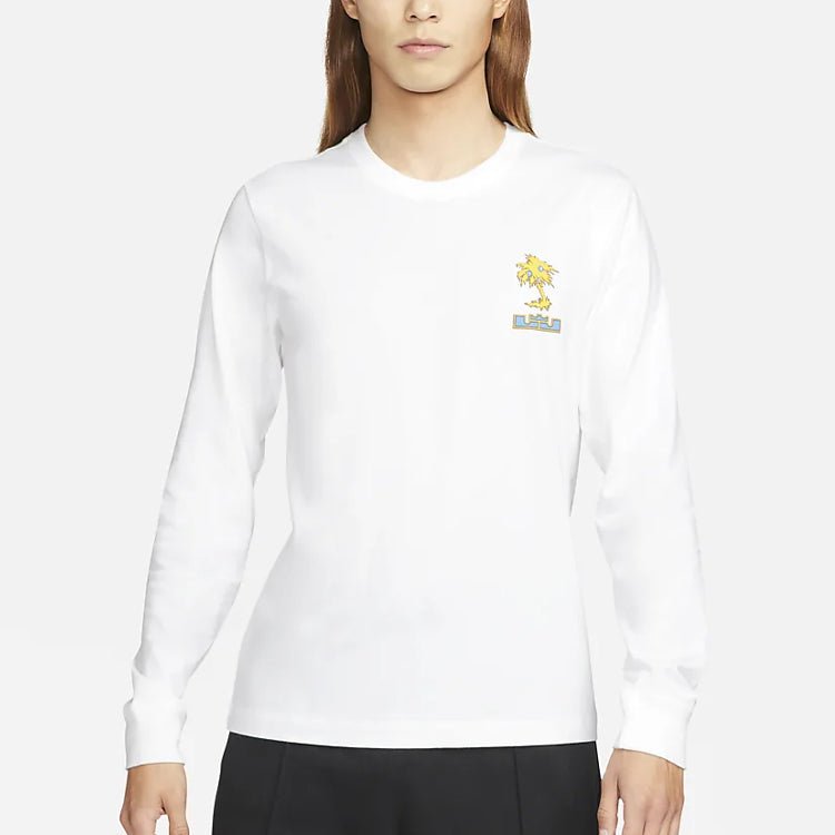 Men's Nike Lebron Sfg Basketball Sports Printing Round Neck Long Sleeves White T-Shirt DN2906-100 - Image 3