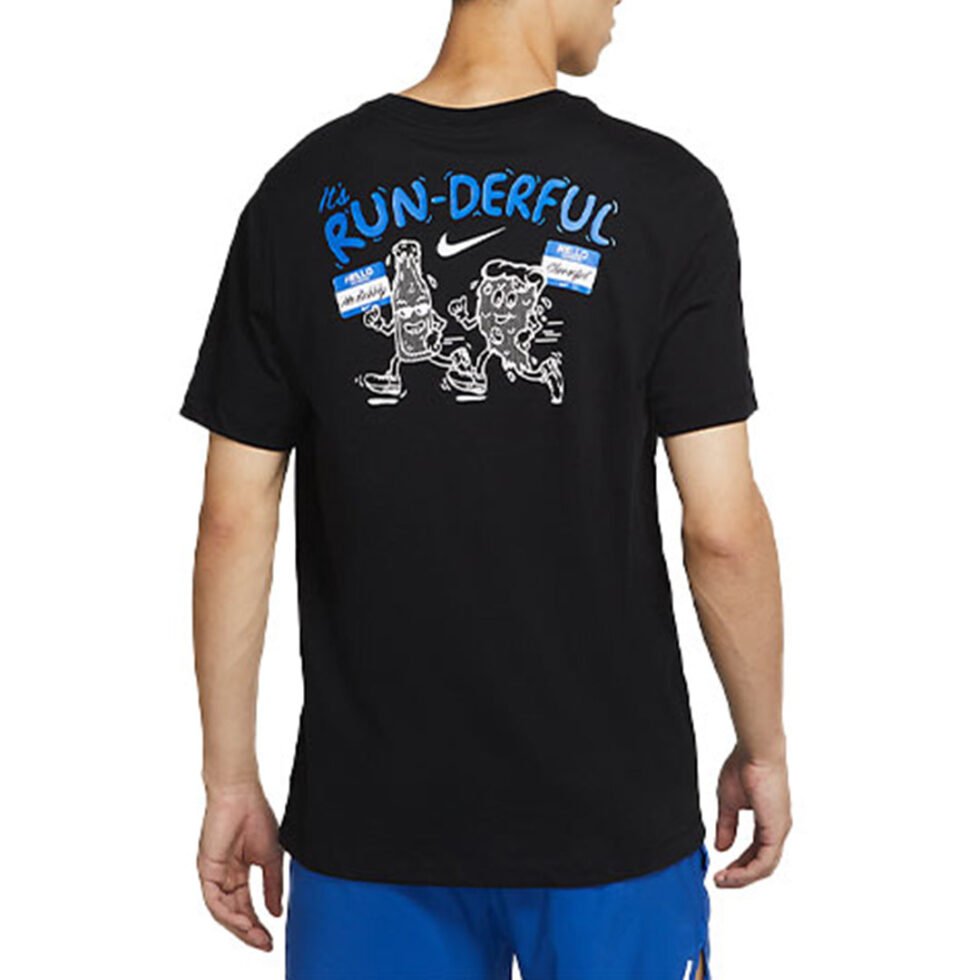 Nike Dri-FIT Back Cartoon Alphabet Pattern Printing Round Neck Breathable Running Short Sleeve Black DO0771-010 - Image 5
