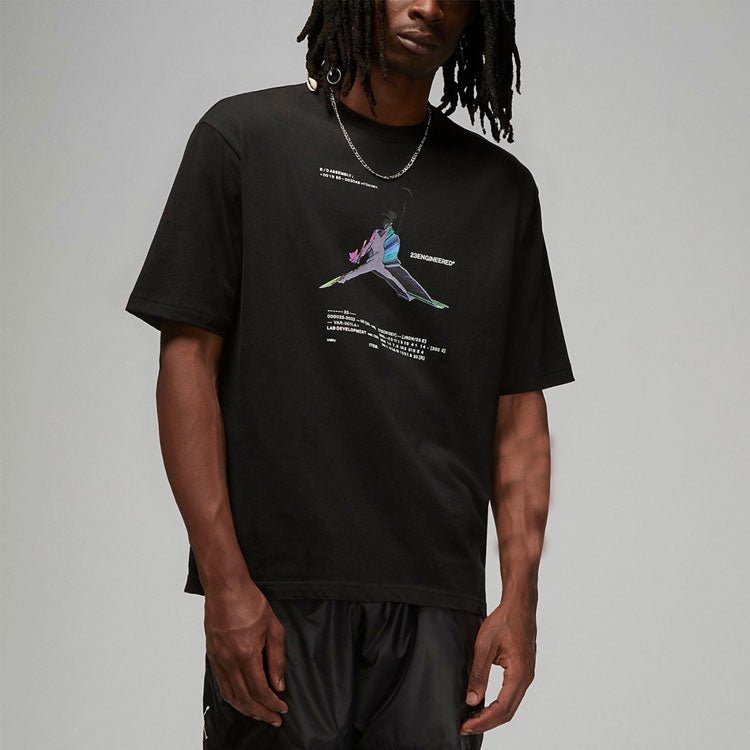 Air Jordan 23 Engineered Casual Breathable Large Logo Printing Round Neck Short Sleeve Black DO8895-010 - Image 5