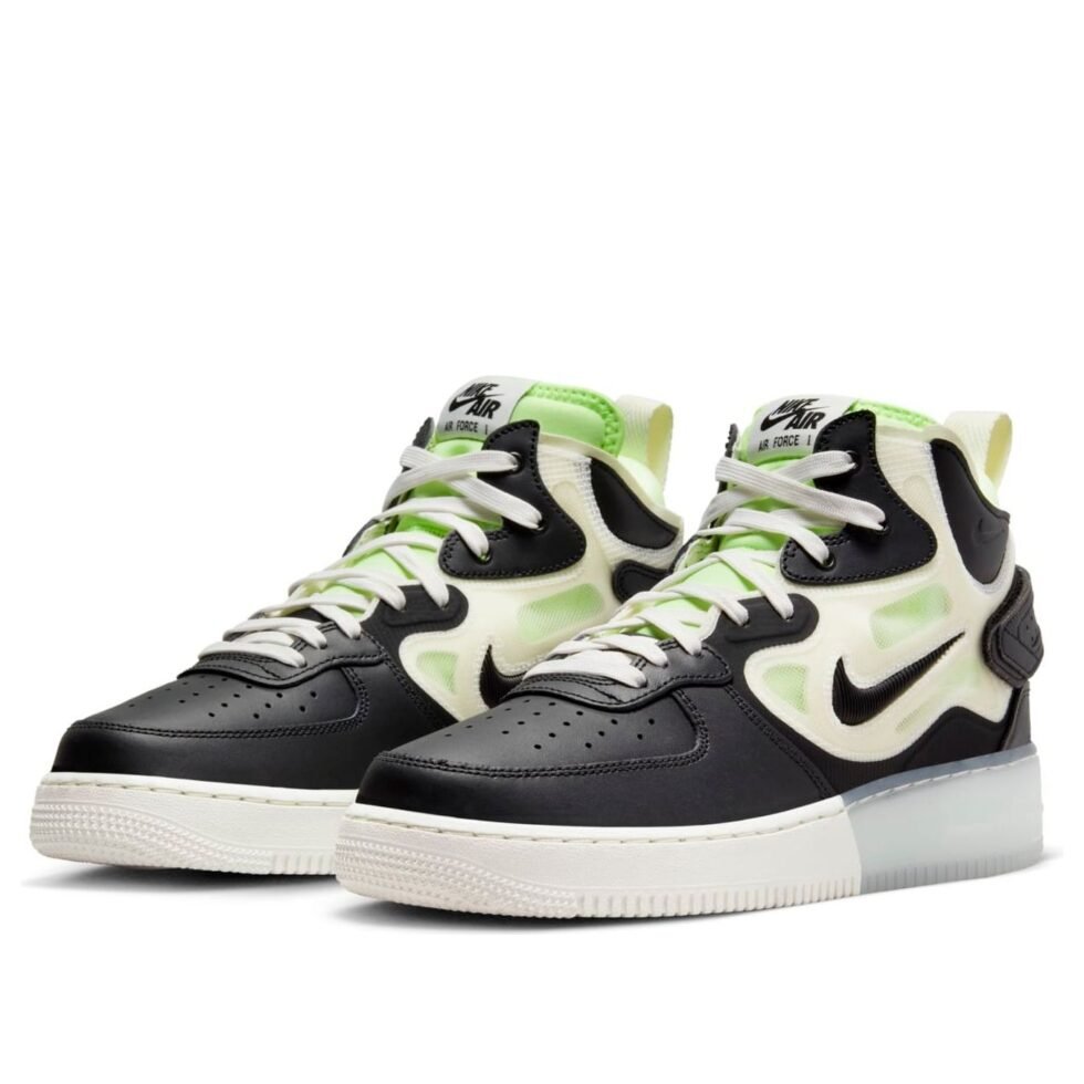 Nike Air Force 1 Mid React 'Black Neon' DQ1872-100 - Image 3