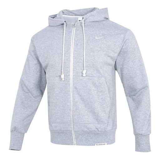 Men's Nike Solid Color Printing Logo Zipper Hooded Running Gym Jacket Gray DQ5817-063