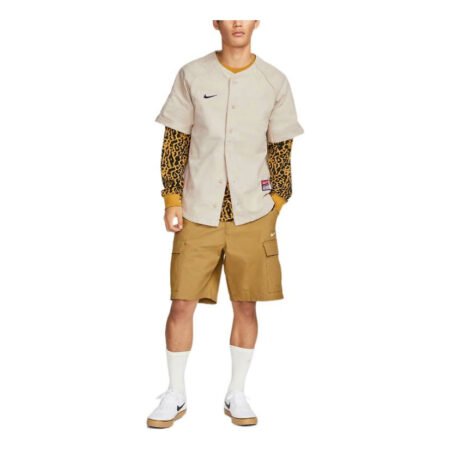 Nike SB Skateboard Solid Color Logo Embroidered Short Sleeve Unisex Yellow DQ6283-206