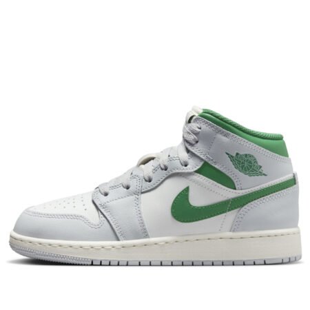 (GS) Air Jordan 1 Mid 'White Pure Platinum Pine Green' DQ8423-142