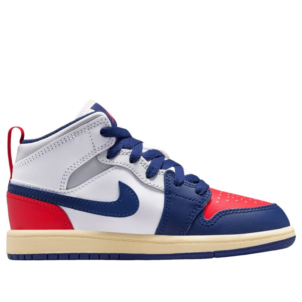 (PS) Air Jordan 1 Mid 'University Red Deep Royal Blue' DQ8424-102 - Image 6