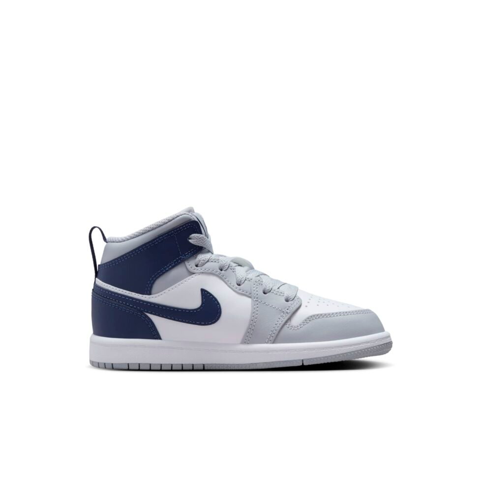 (PS) Air Jordan 1 Mid 'Wolf Grey Midnight Navy' DQ8424-104 - Image 2