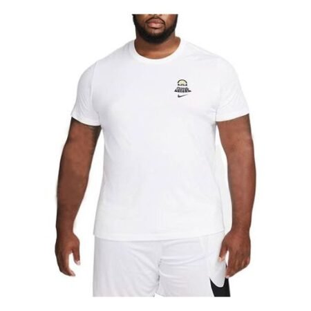 Men's Nike Lebron Dri-fit Back Animal Printing Round Neck Short Sleeve White T-Shirt DR7648-100