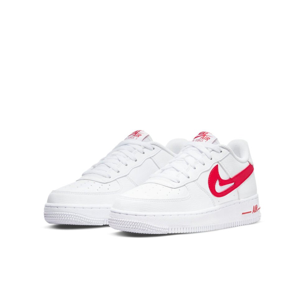(GS) Nike Air Force 1 Low 'Cut-Out Swoosh - White University Red' DR7970-100 - Image 3