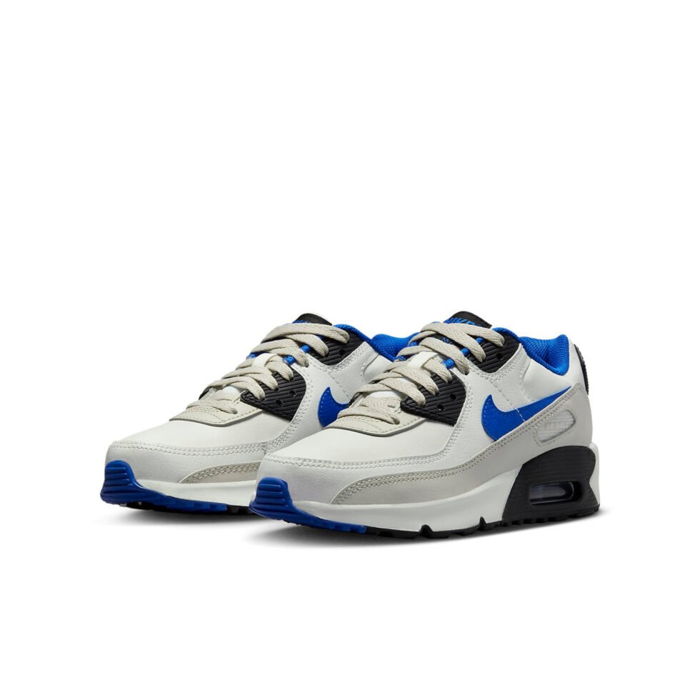 (GS) Nike Air Max 90 Leather 'Summit White Racer Blue' DV3607-100 - Image 3