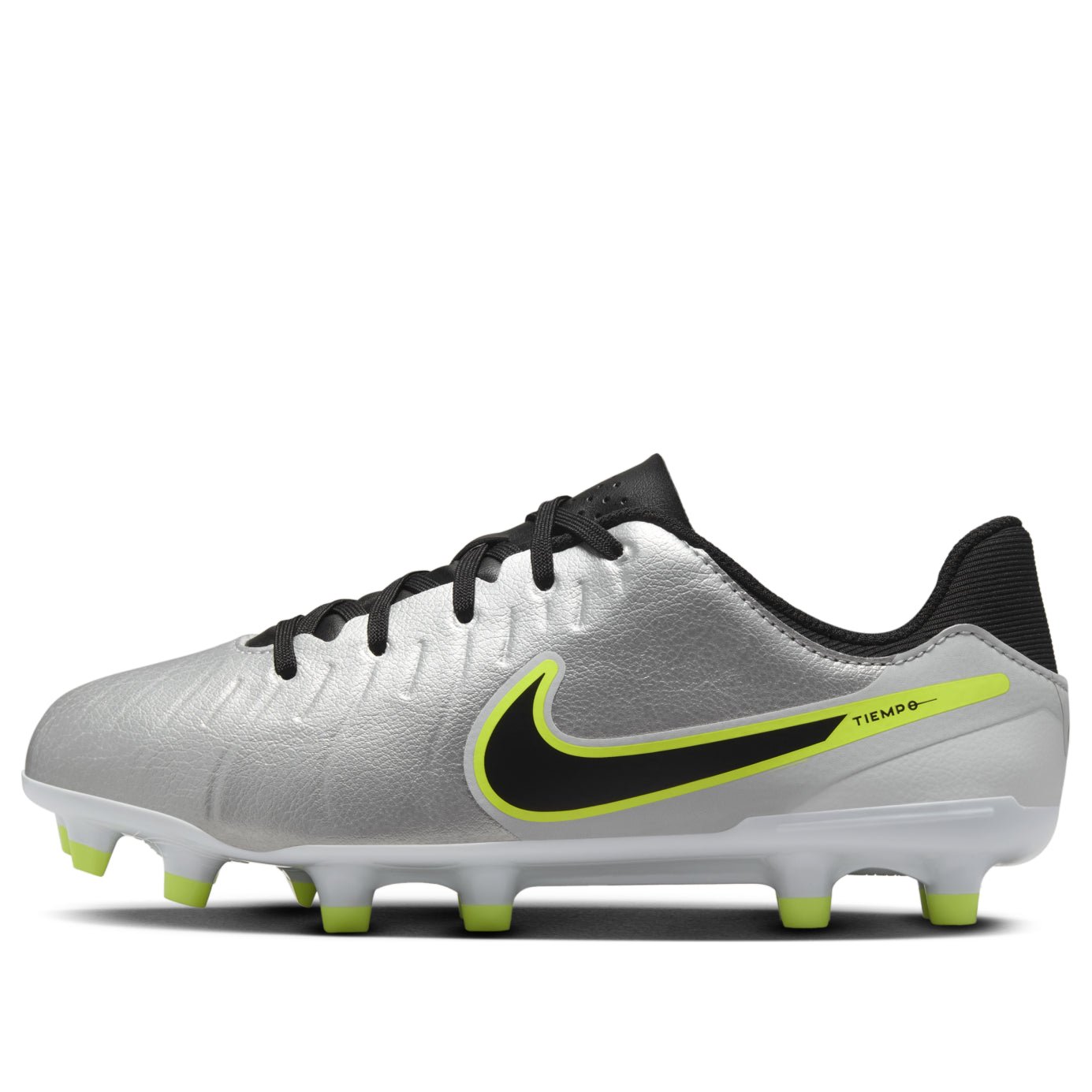 (GS) Nike JR. Tiempo Legend 10 Academy MG 'Metallic Silver Black Volt' DV4348-001