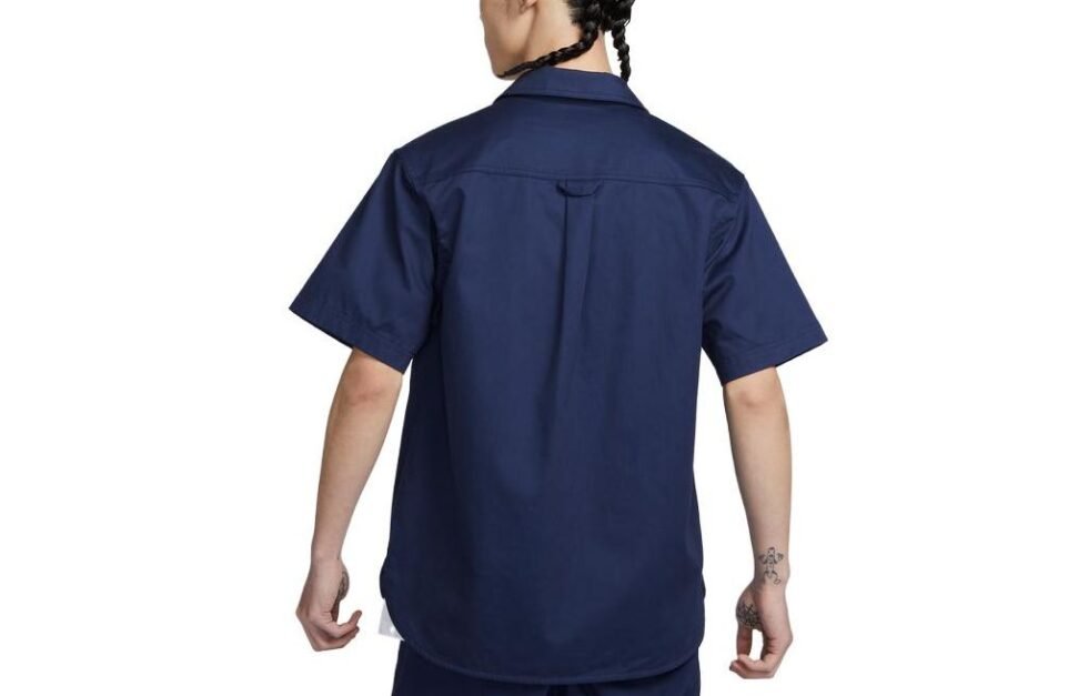 Nike SB Short-sleeve Woven Skate Button Down 'Blue' DV9076-410 - Image 4