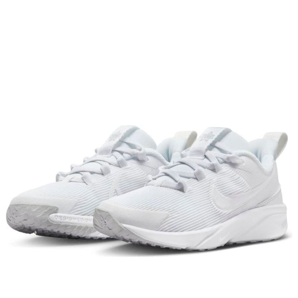 (PS) Nike Star Runner 4 'Triple White' DX7614-100 - Image 3