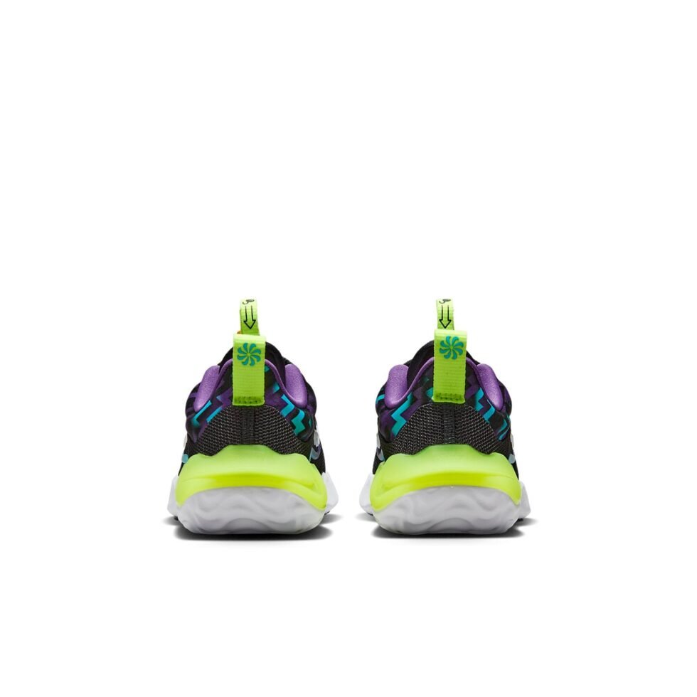 (PS) Nike Run Flow Easy On/Off Shoes 'Black Teal Nebula Volt' DZ4489-001 - Image 5