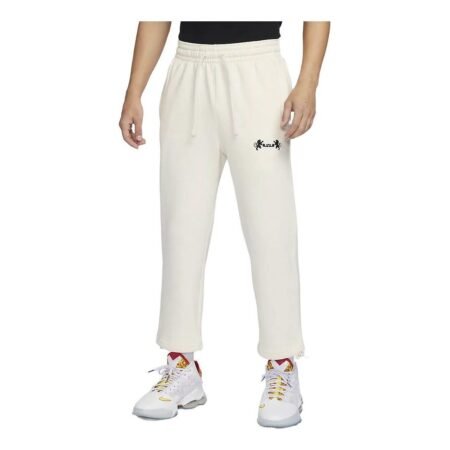 Nike LeBron Open Hem Fleece Trousers 'Beige Heather Black' FB7128-027