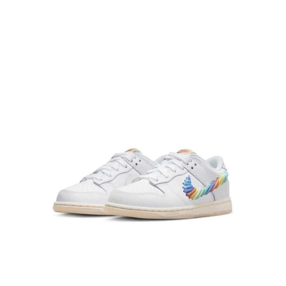 (PS) Nike Dunk Low SE 'Rainbow Lace Swoosh White' FN4862-100 - Image 3
