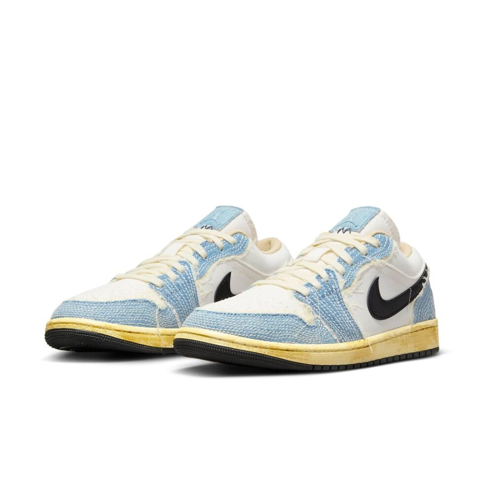 Air Jordan 1 Low SE WRMK 'Sashiko Denim' FN7670-493 - Image 2