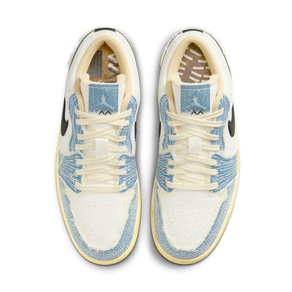 Air Jordan 1 Low SE WRMK 'Sashiko Denim' FN7670-493 - Image 3