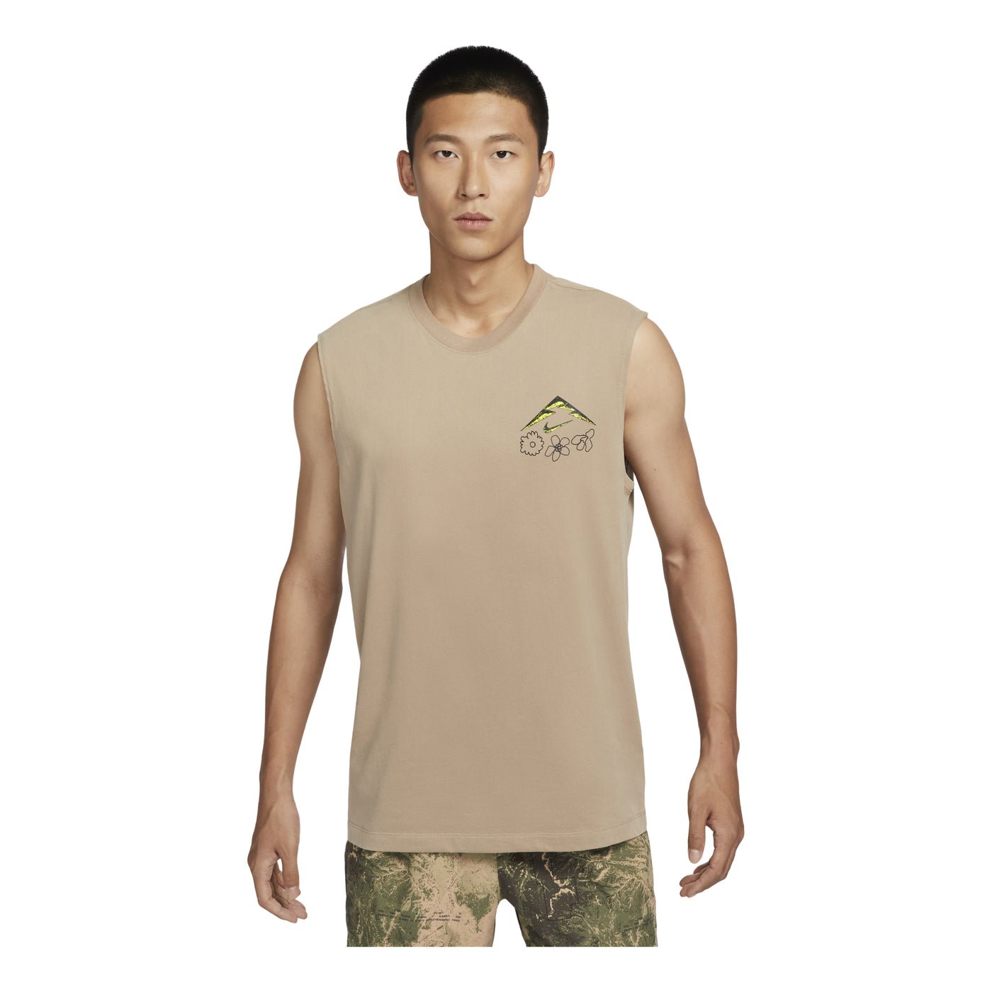 Nike Dri-FIT Graphic Running Tank Asia Sizing 'Khaki' FZ8053-247