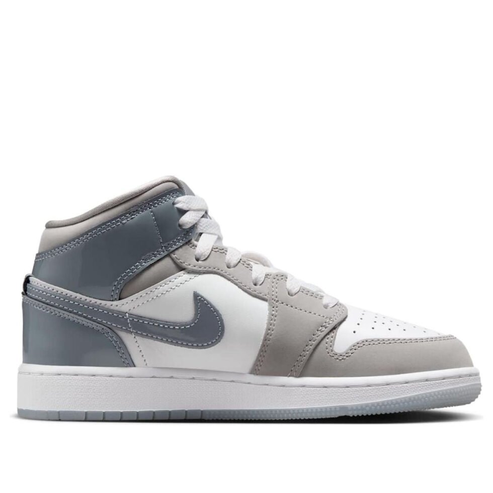 (GS) Air Jordan 1 Mid 'White Medium Cool Grey' HF3193-100 - Image 2