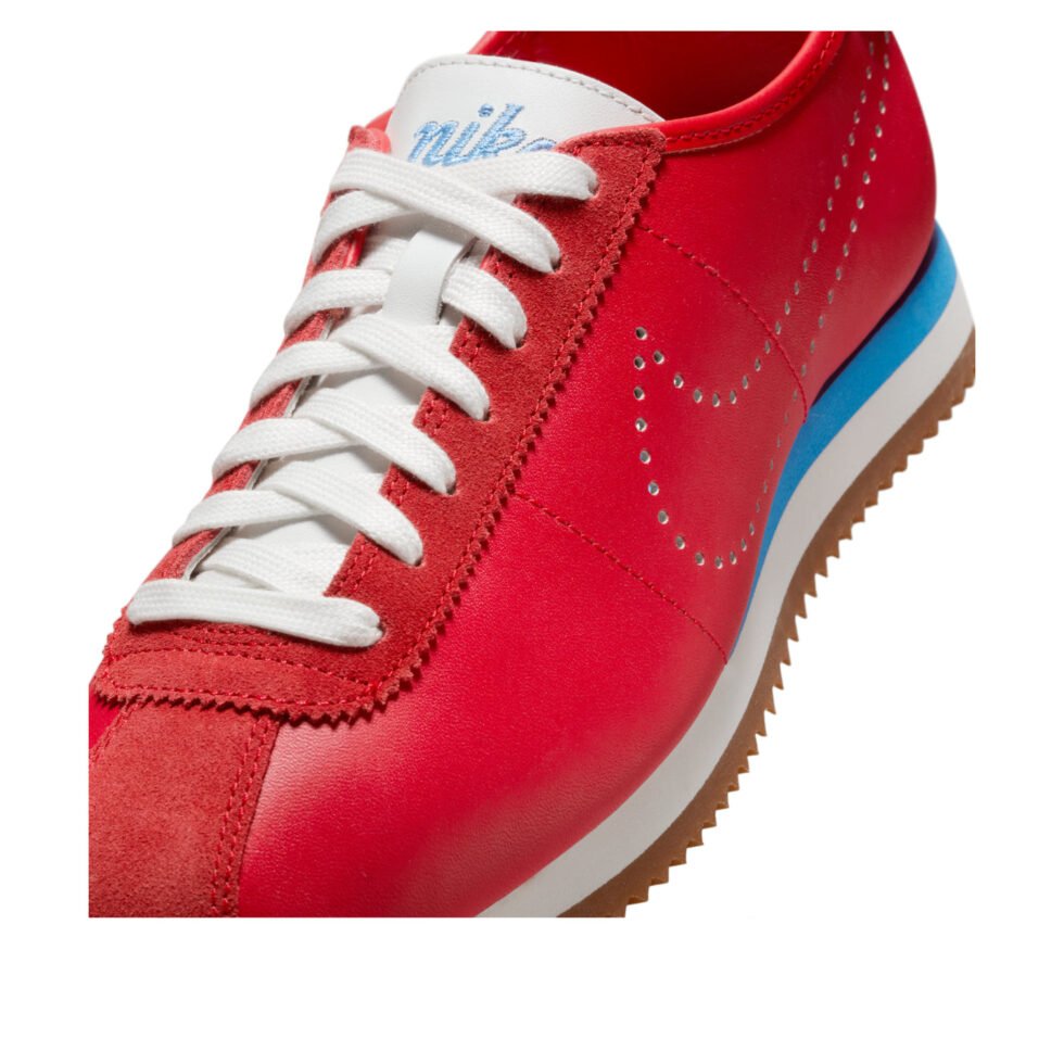 (WMNS) Nike Cortez Leather 'University Red Blue Perforated Swoosh' HQ1841-600 - Image 5