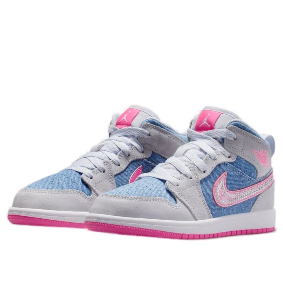 (PS) Air Jordan 1 Mid SE 'Denim Sequin' HQ1998-400 - Image 4